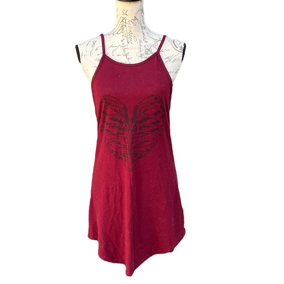 Black & Greige long t-shirt material burgundy made in USA size M - Picture 1 of 6